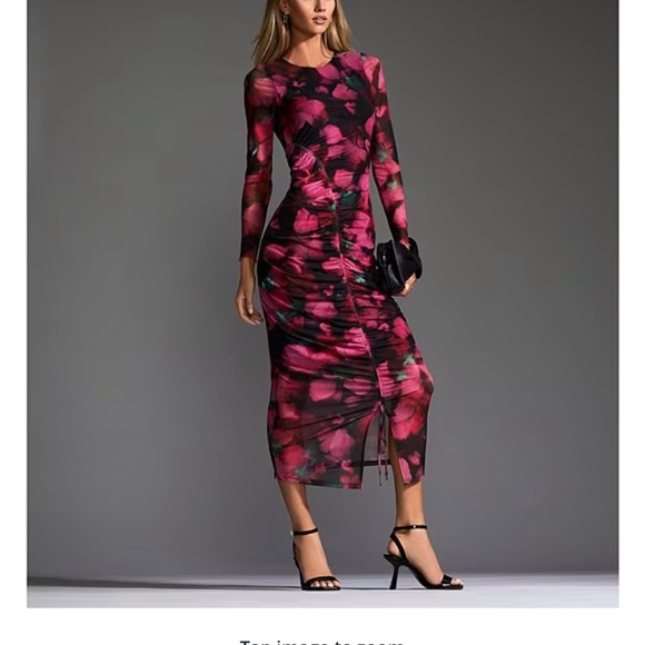 Ted baker Floral Print Mesh Knit Crew Neck Long Sleeve Bodycon Midi  Dress NWT - Picture 5 of 6